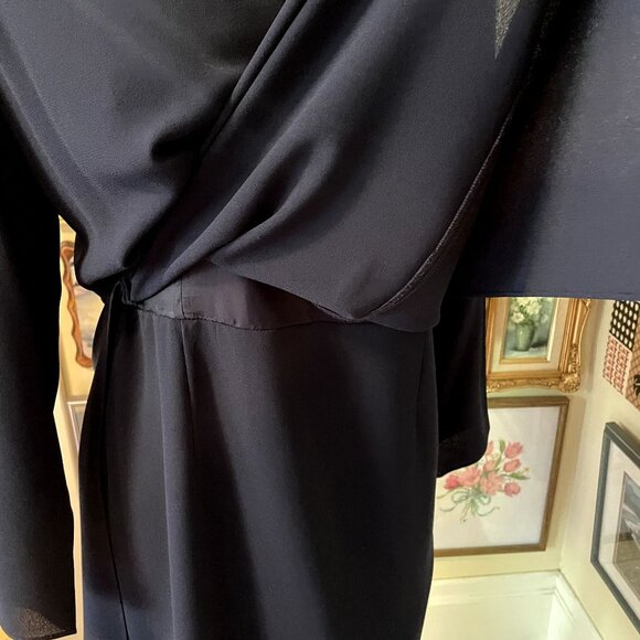 90s Vintage Ursula of Switzerland Midnight Blue Sheath Dress with Rhinestones 12 - Picture 7 of 10